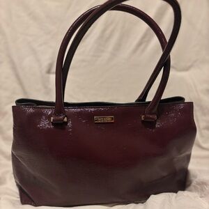 ✨ Kate Spade New York Deep Plum Patent Leather Satchel – Luxe & Timeless! ✨